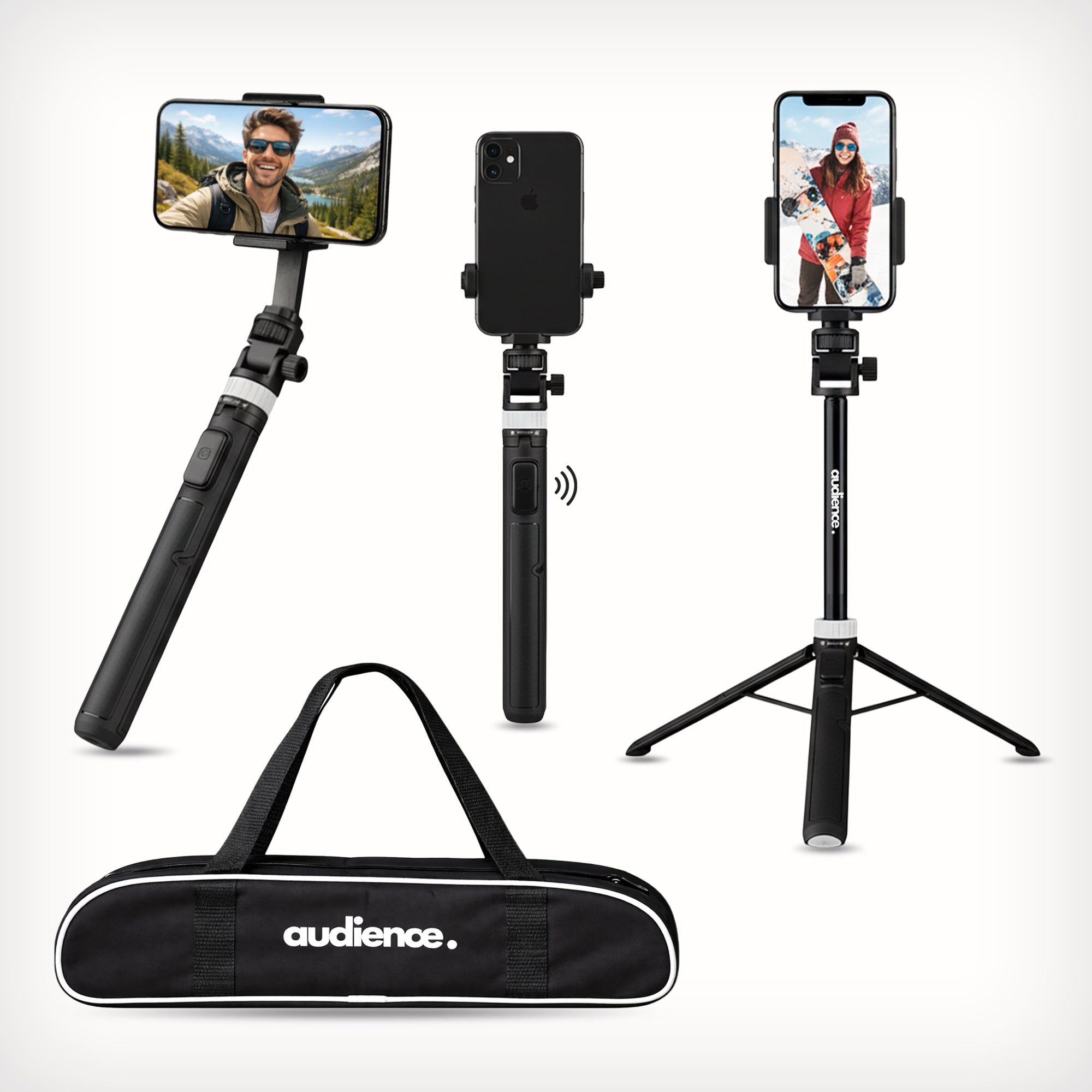 Audience Mobile Tripod and Selfie Stick with Bluetooth Remote and Travel Bag for Mobile Content Creators