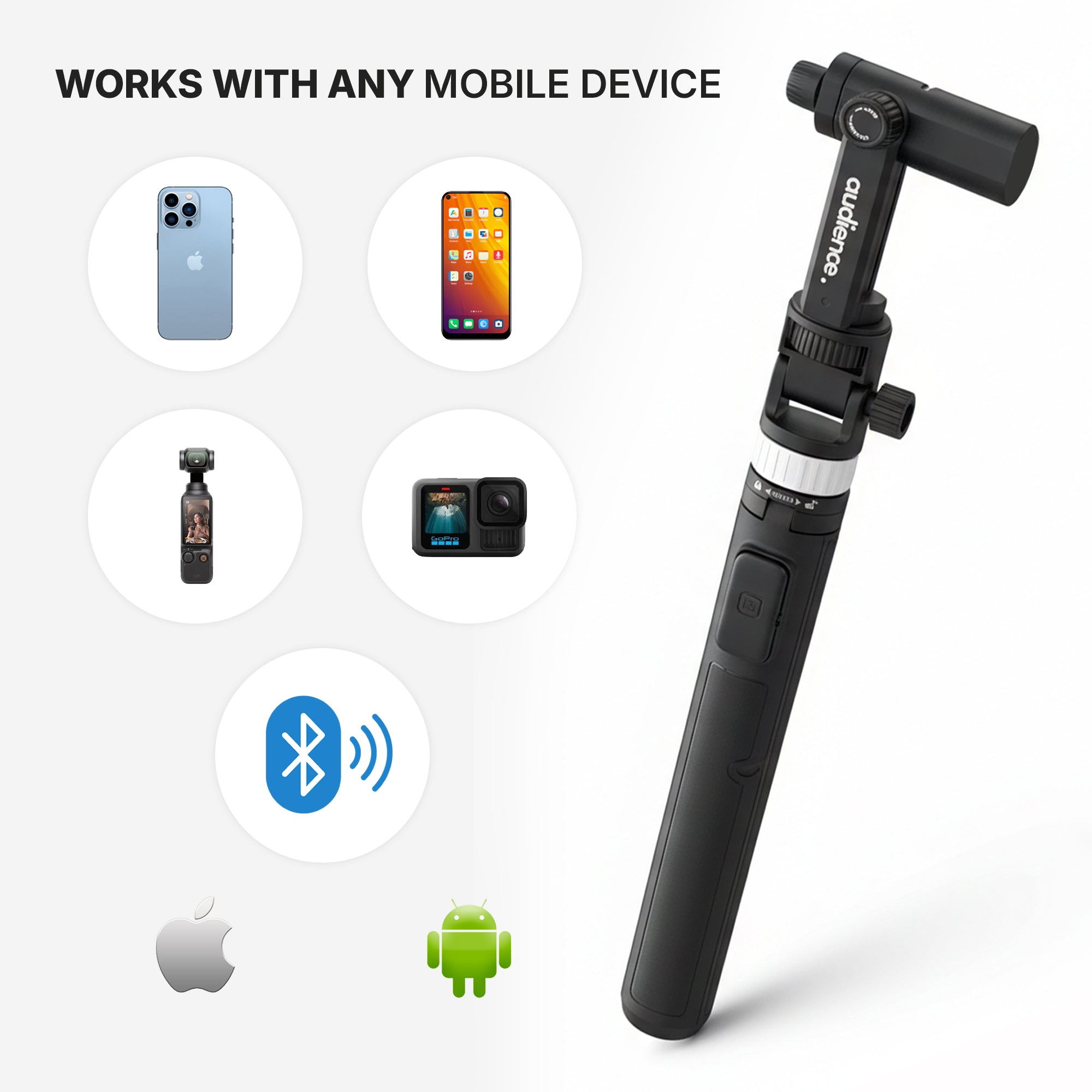Audience Mobile Tripod and Selfie Stick with Bluetooth Remote and Travel Bag for Mobile Content Creators