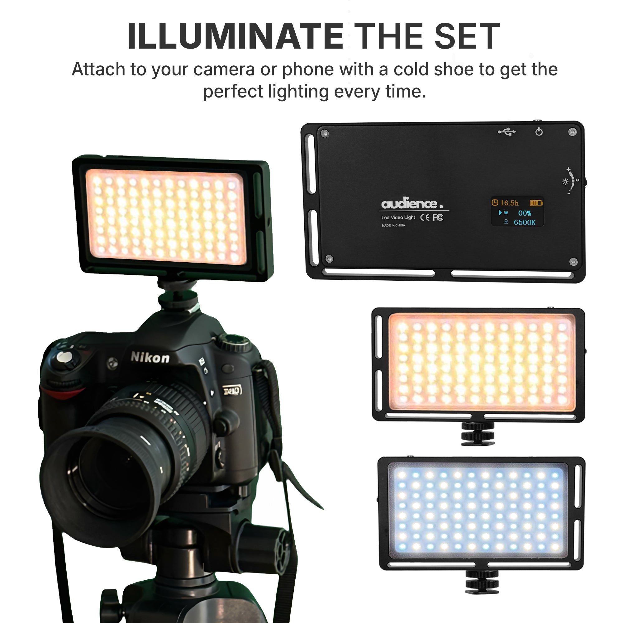 Audience LED Studio Light for Photo and Video Content Creators