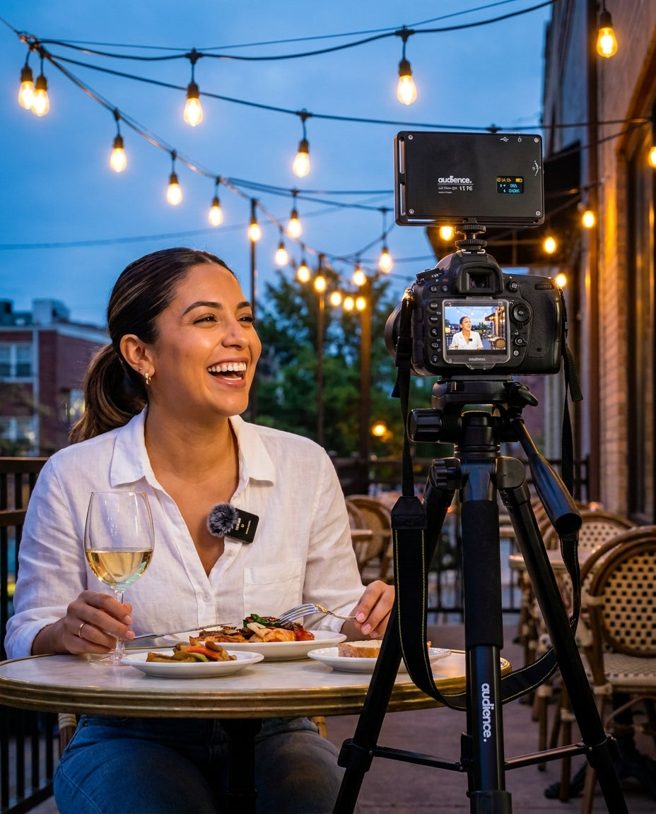 Set up in 60 seconds. Film for hours.